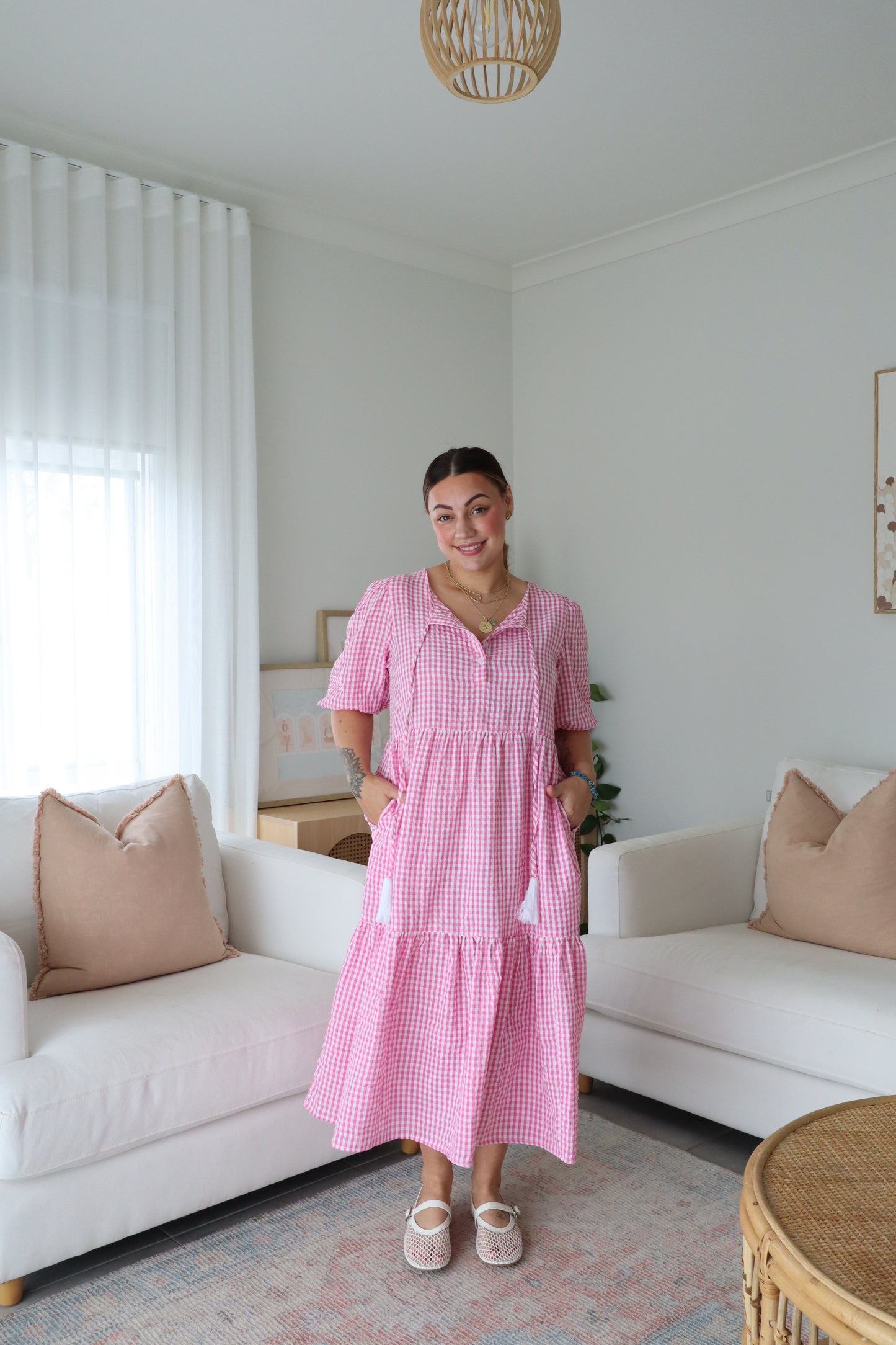 Haven Gingham Dress - Pink