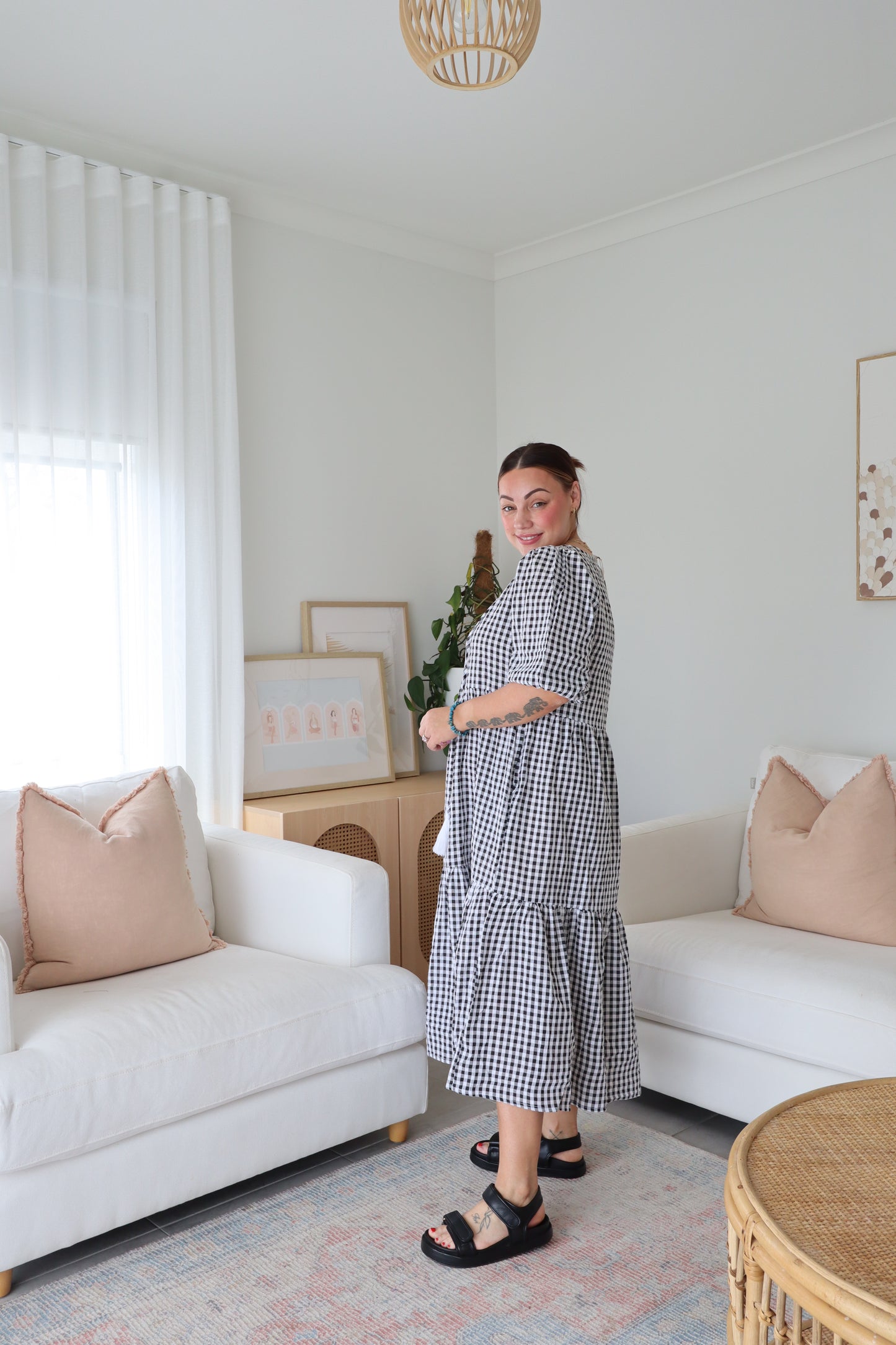 Haven Gingham Dress - Black