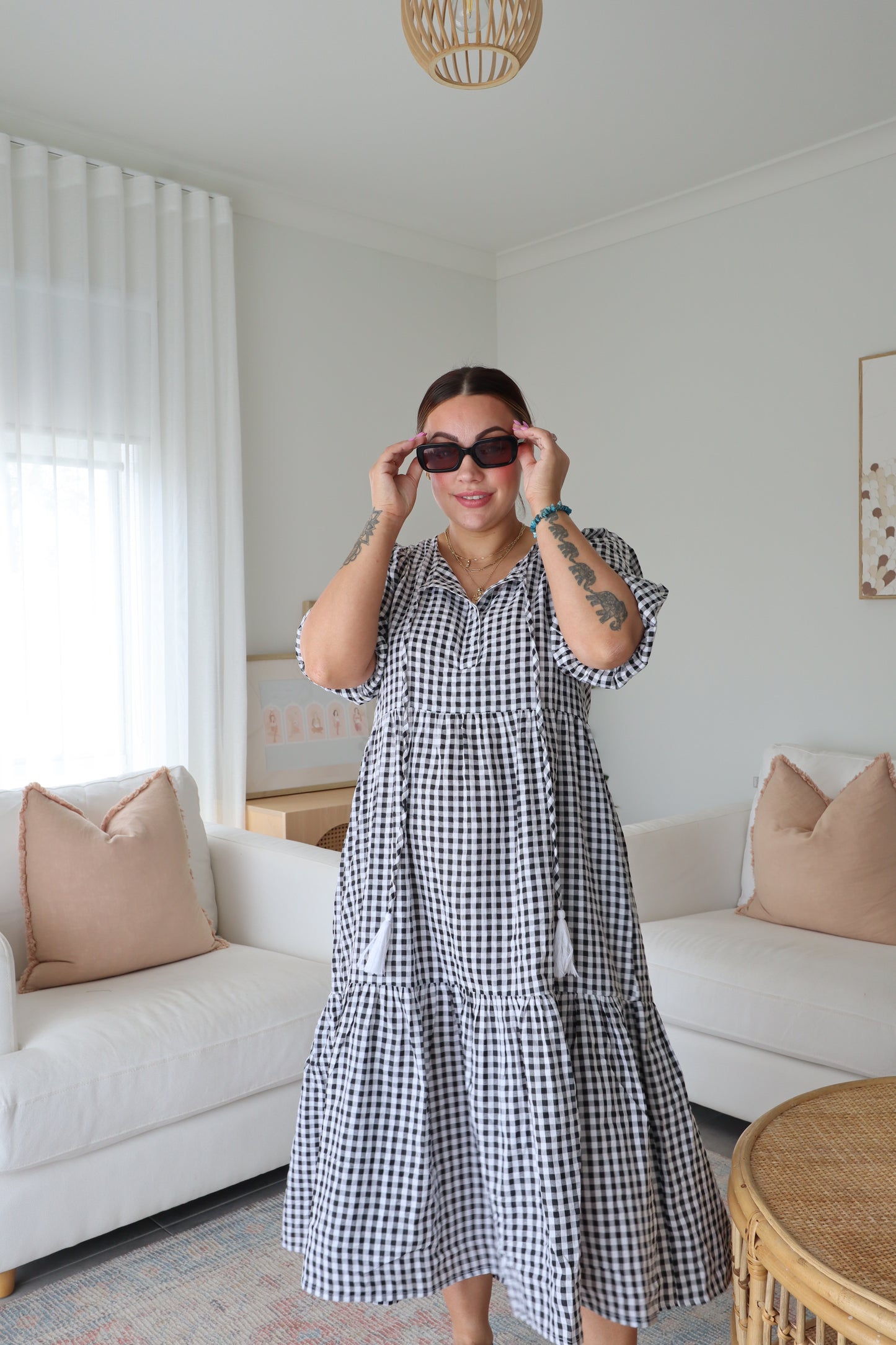 Haven Gingham Dress - Black