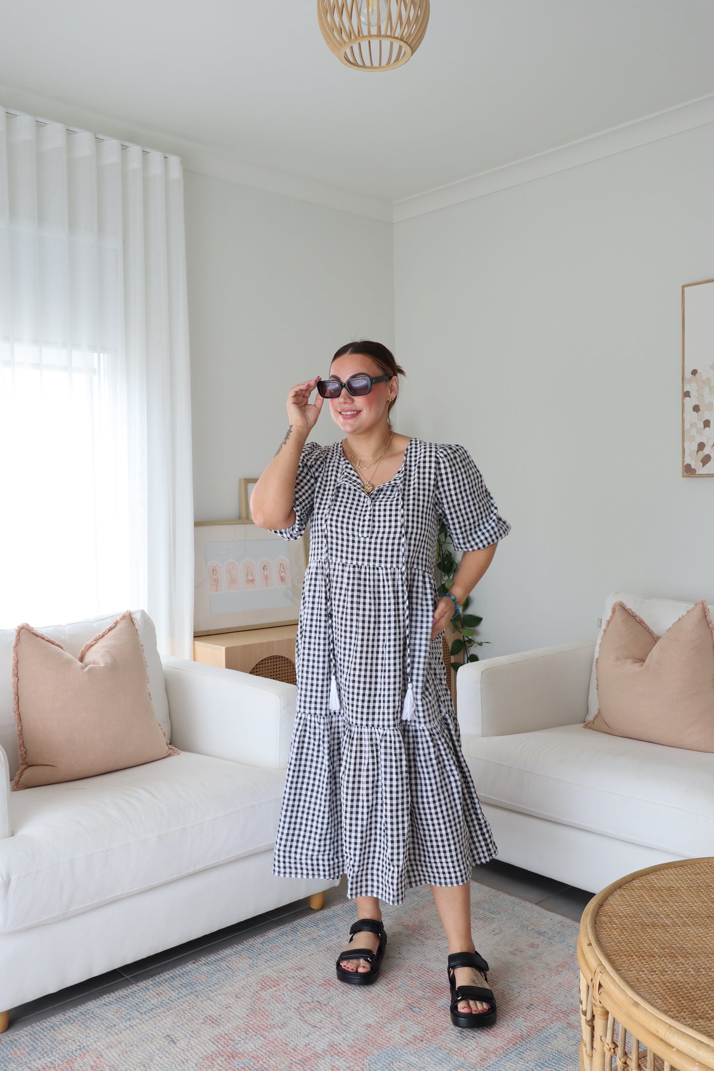 Haven Gingham Dress - Black