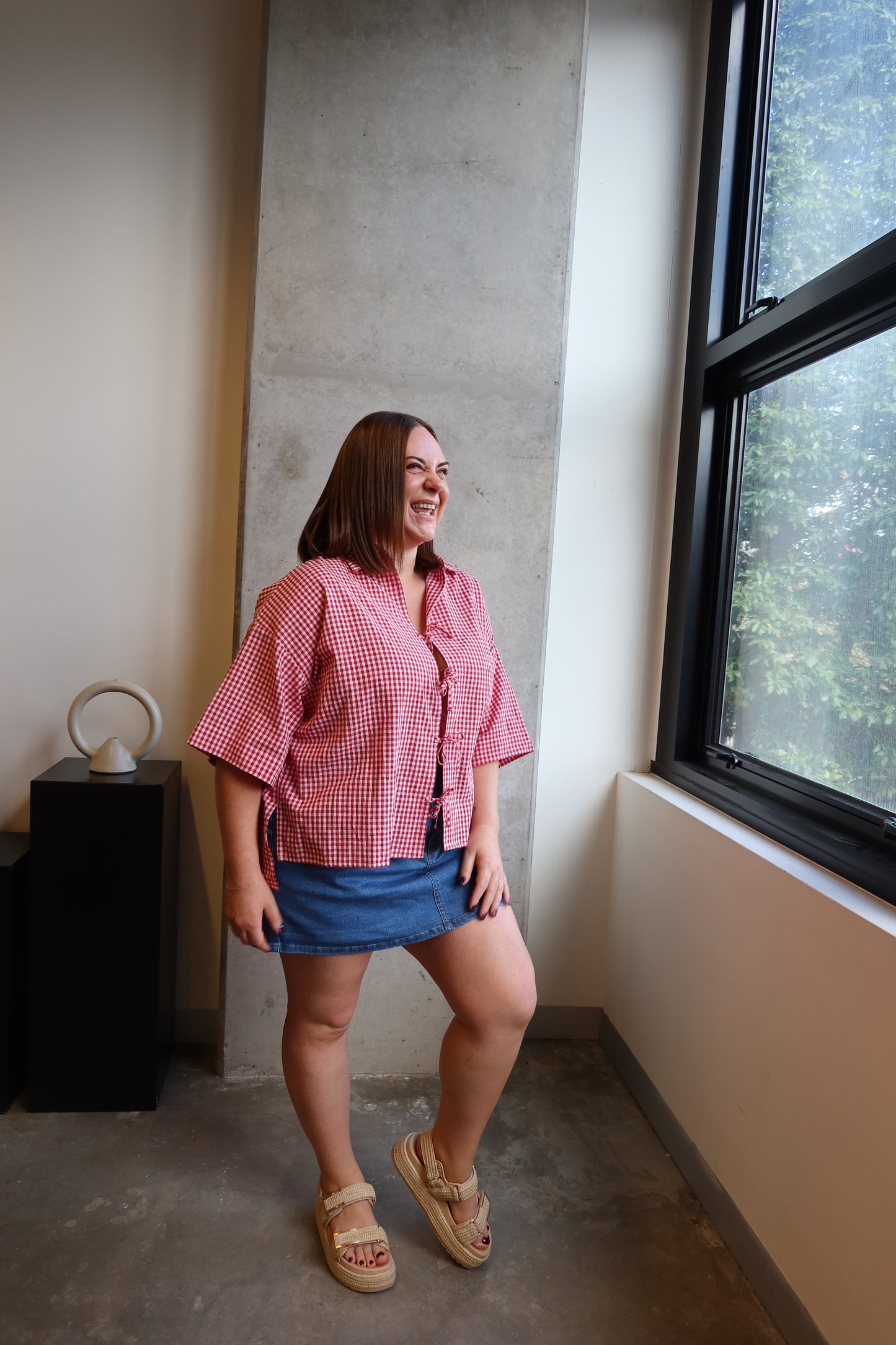 Candy Gingham Tie Tee