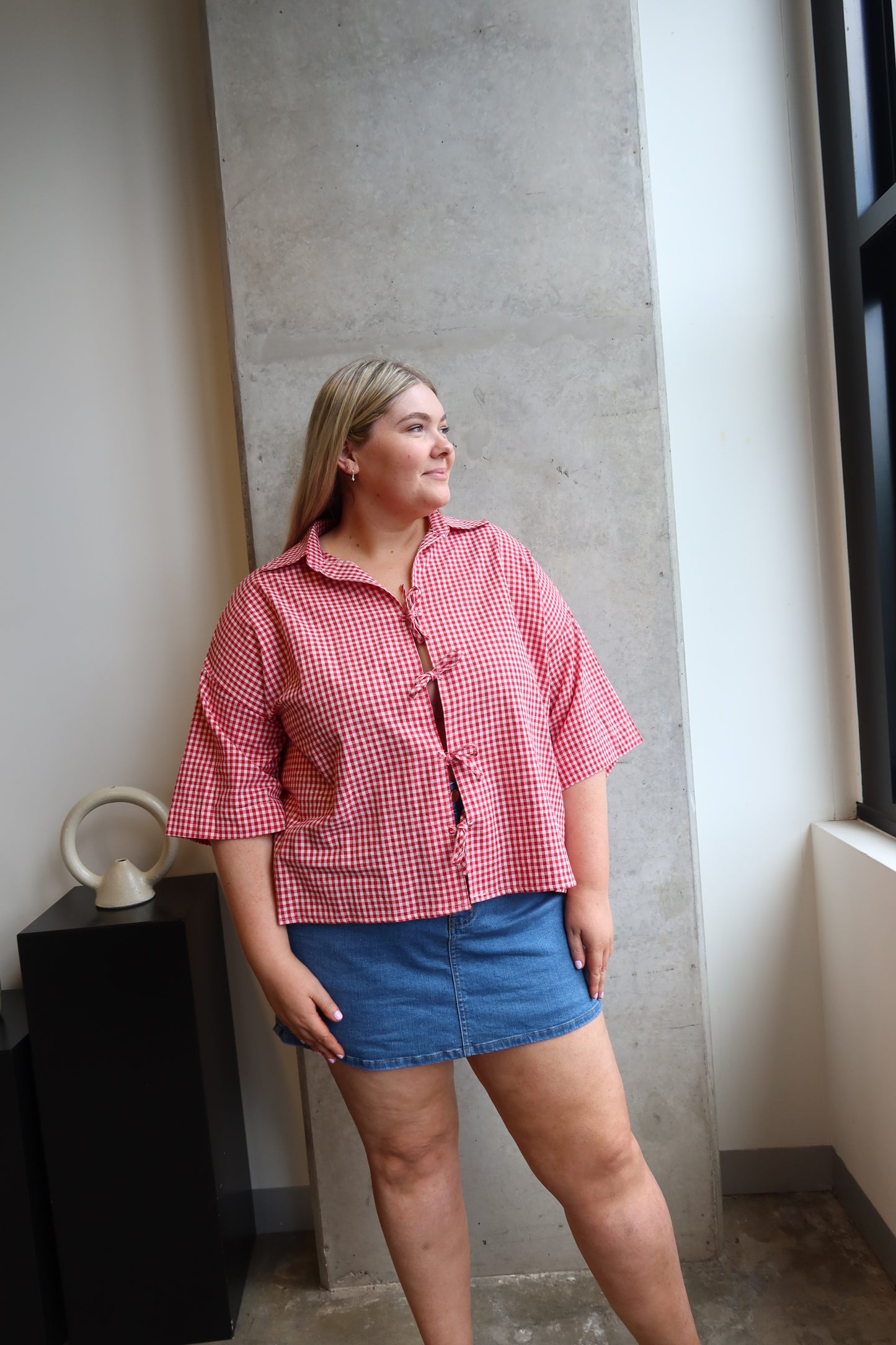Candy Gingham Tie Tee