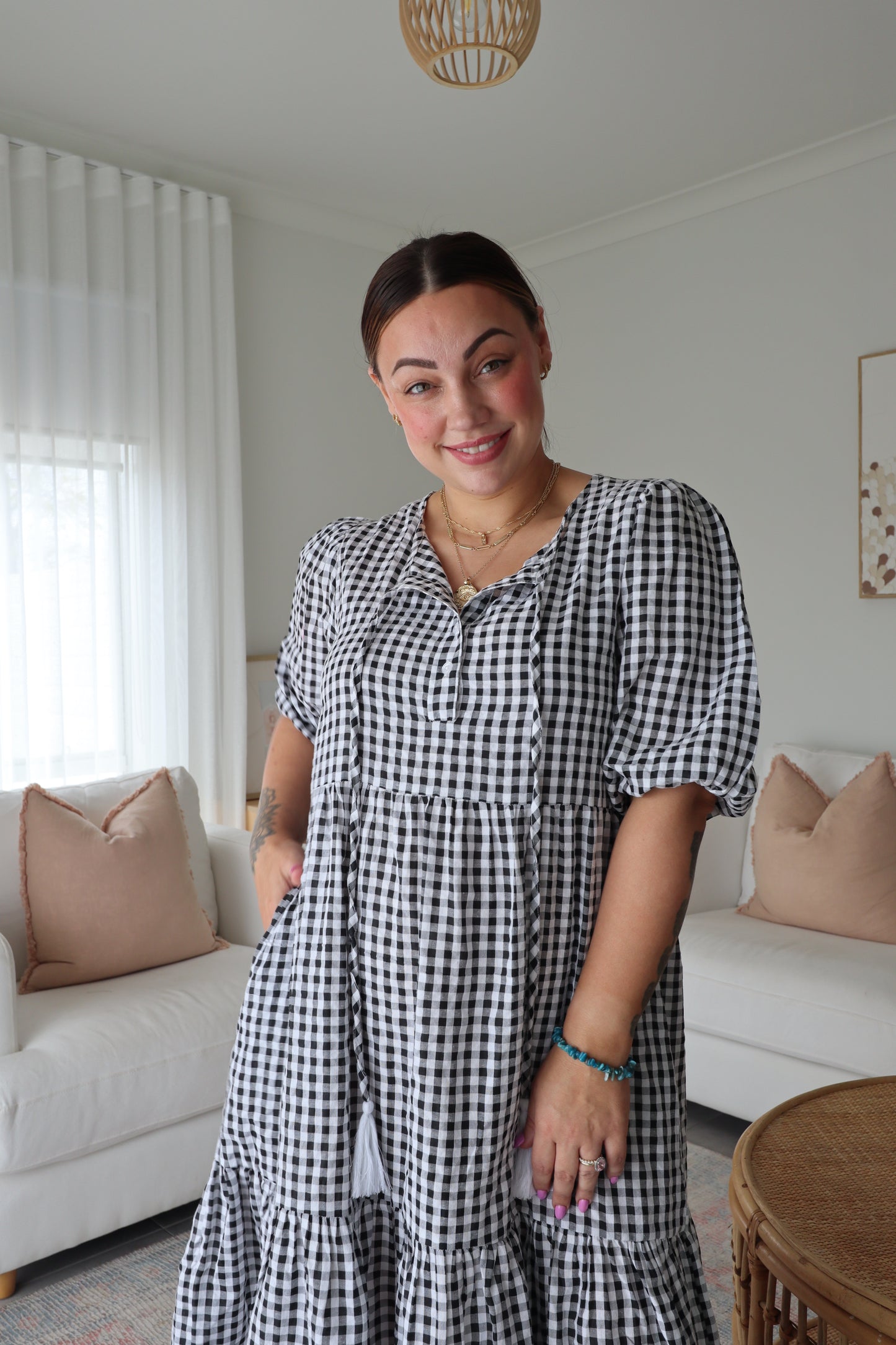Haven Gingham Dress - Black