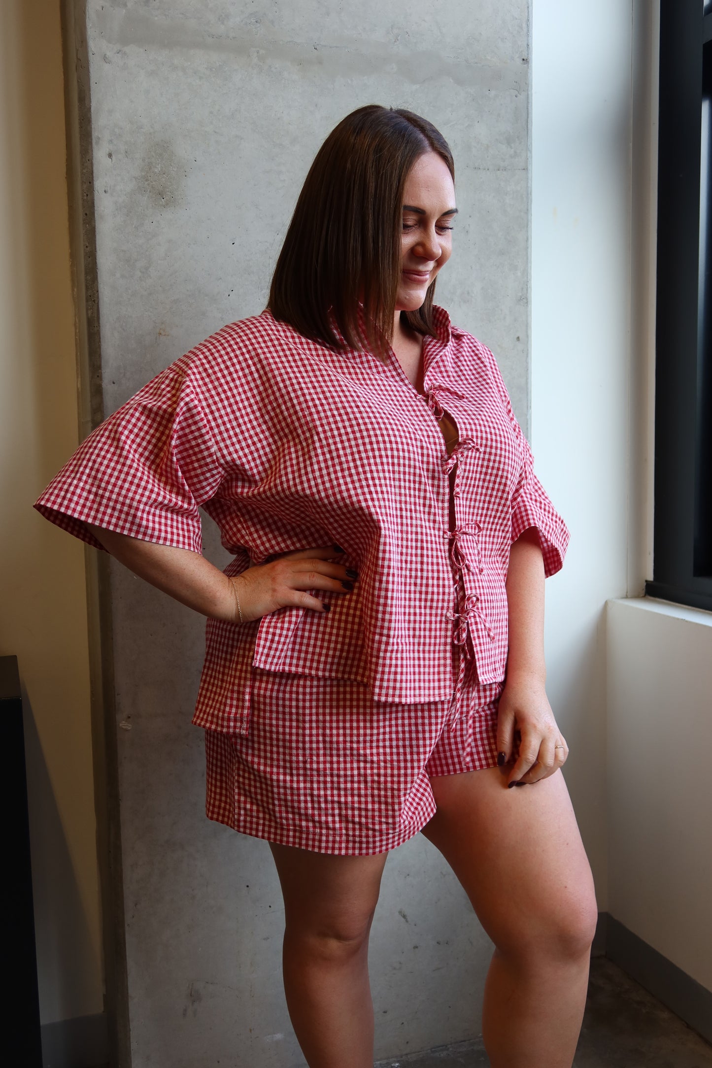 Candy Gingham Tie Tee