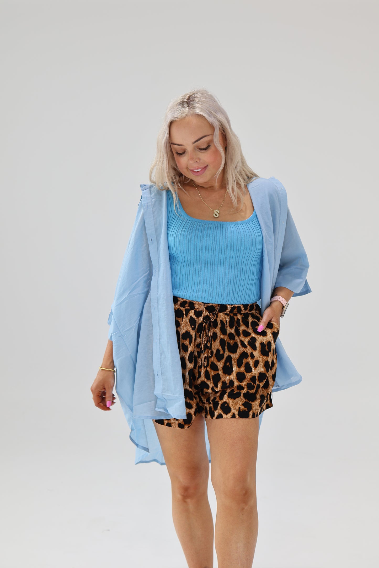 Square Neck Tank - Blue