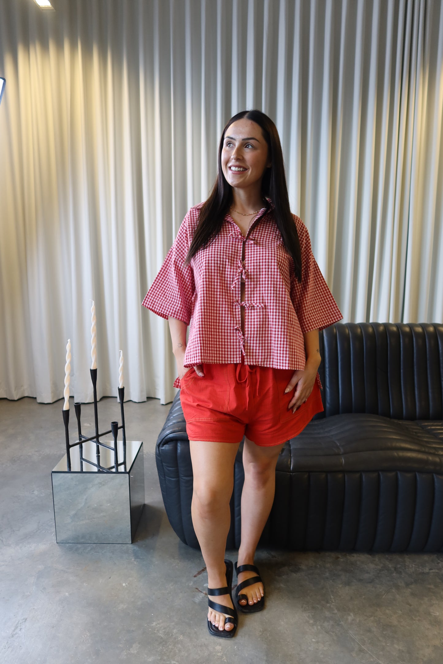 Candy Gingham Tie Tee
