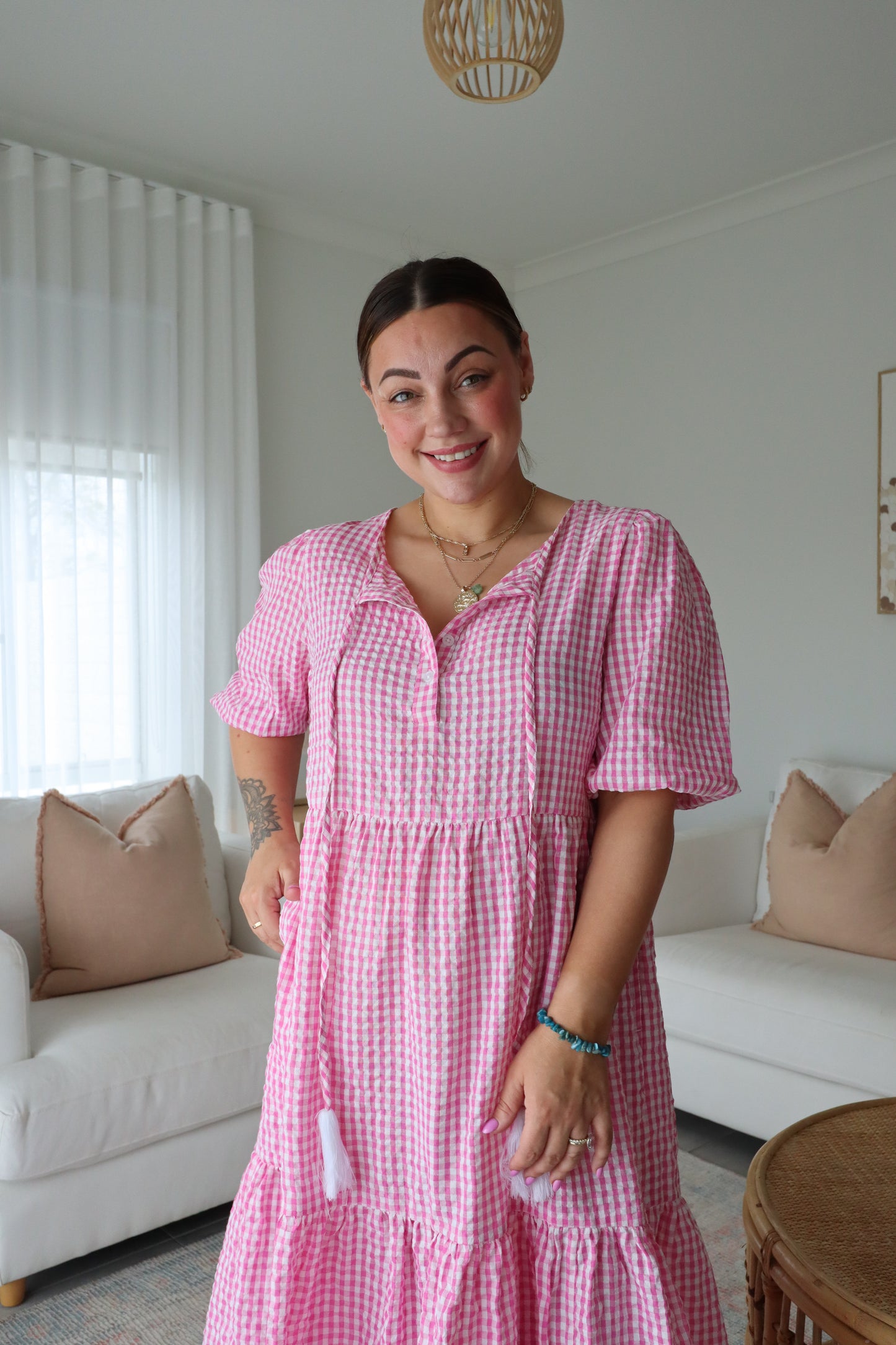 Haven Gingham Dress - Pink