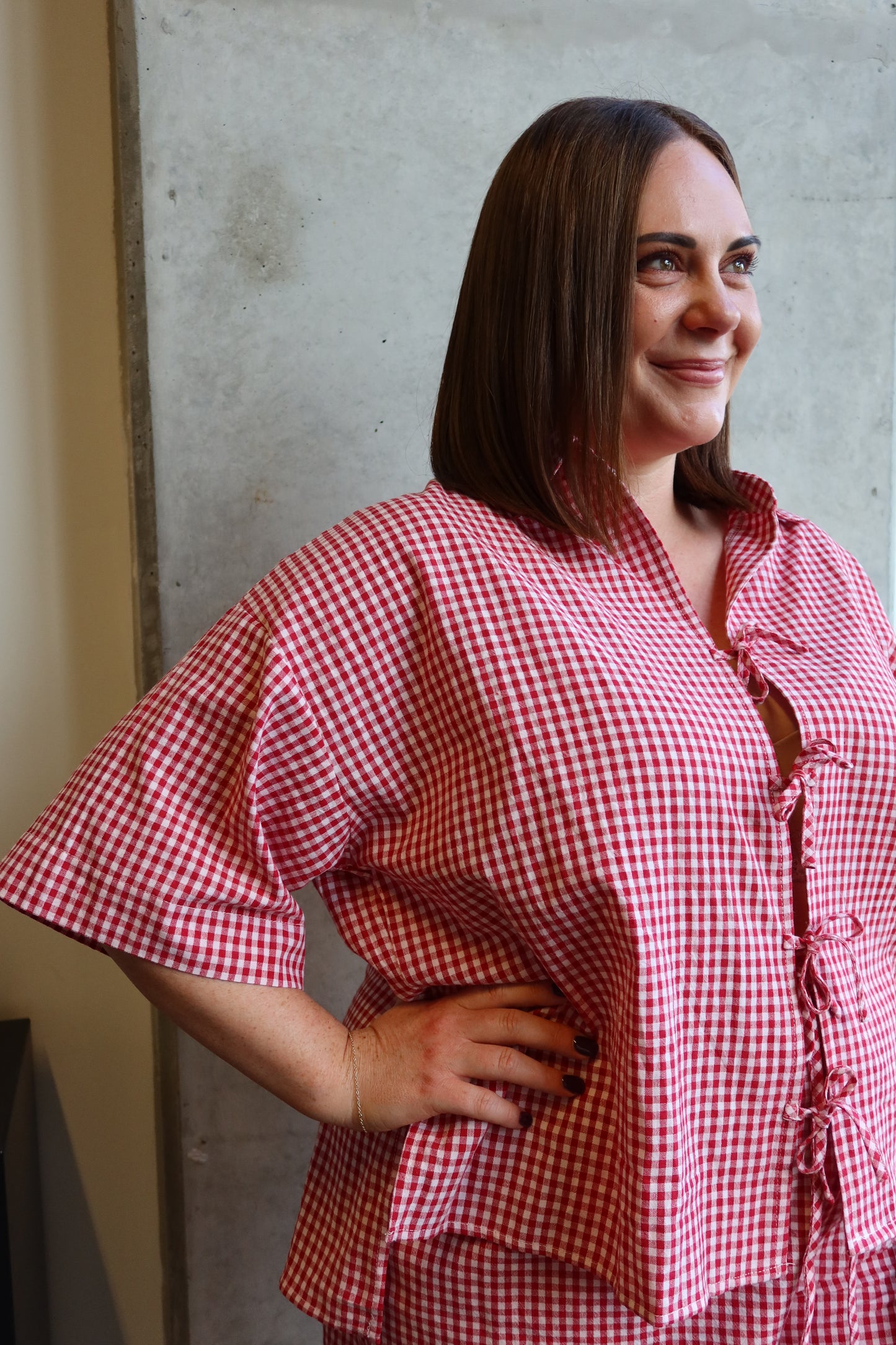 Candy Gingham Tie Tee