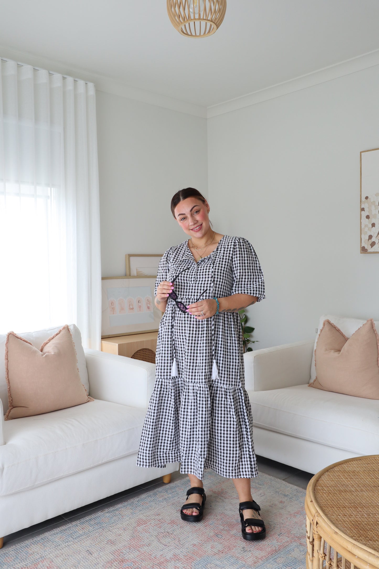 Haven Gingham Dress - Black