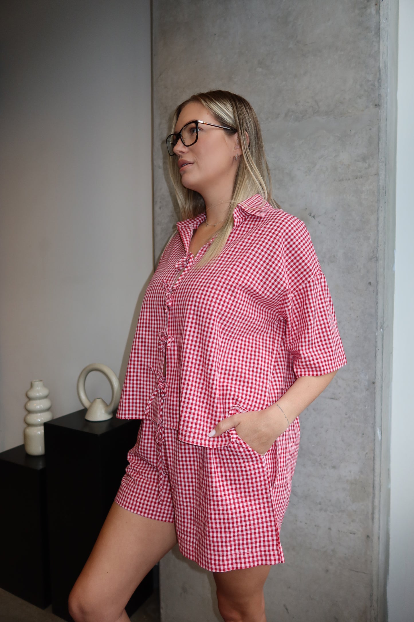 Candy Gingham Tie Tee