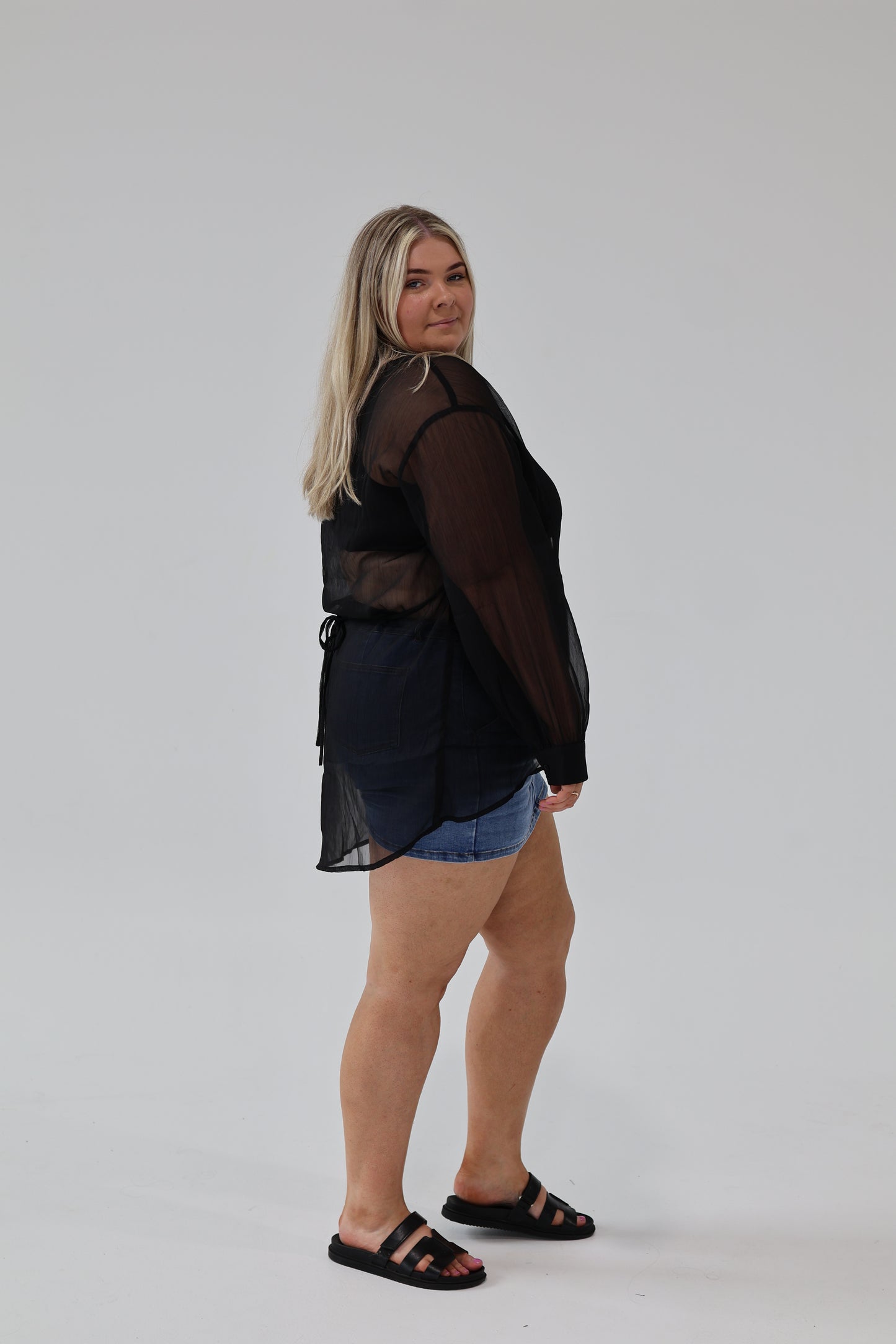 Tommy crinkle sheer shirt - Black