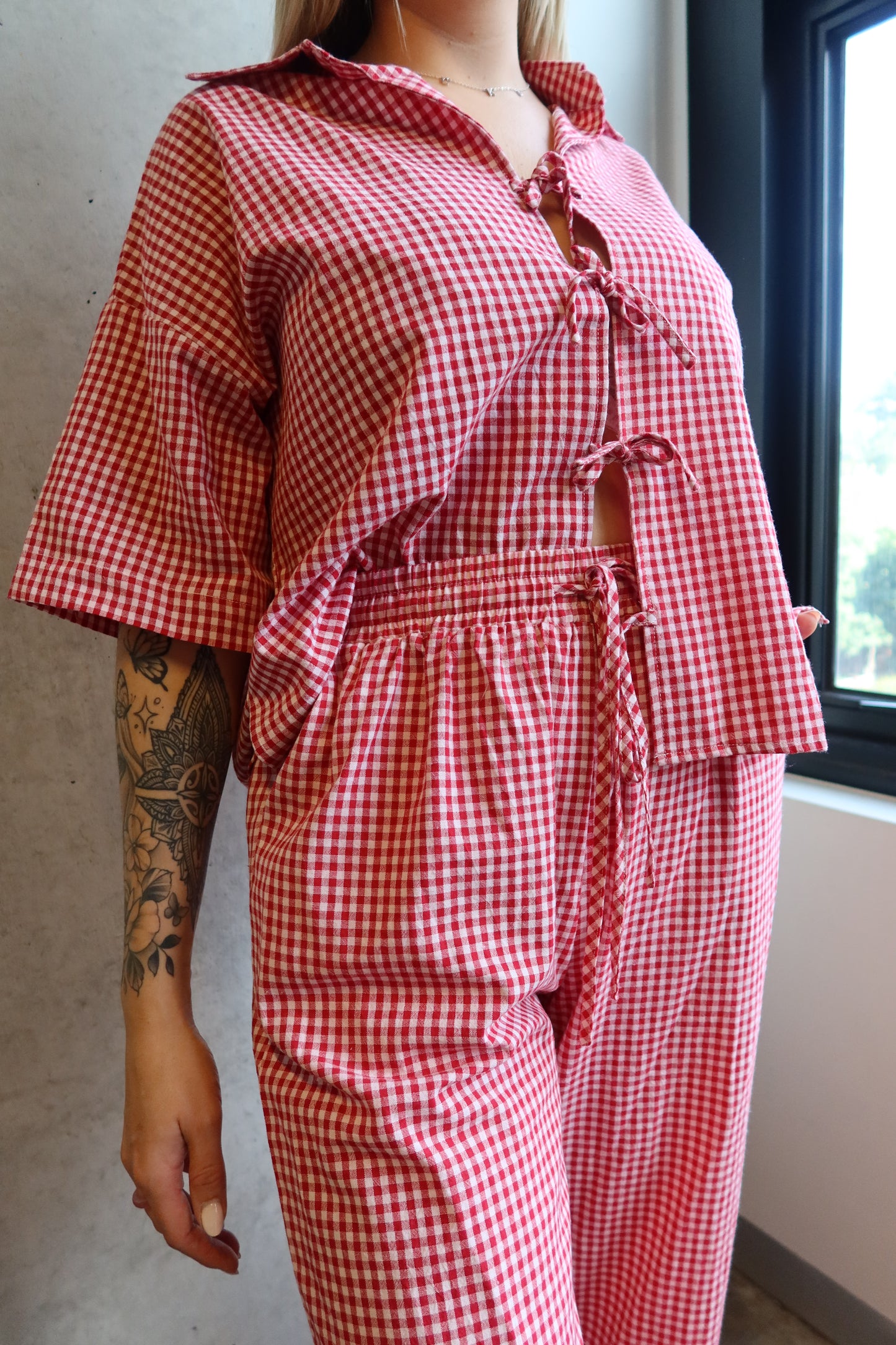 Candy Gingham Tie Tee
