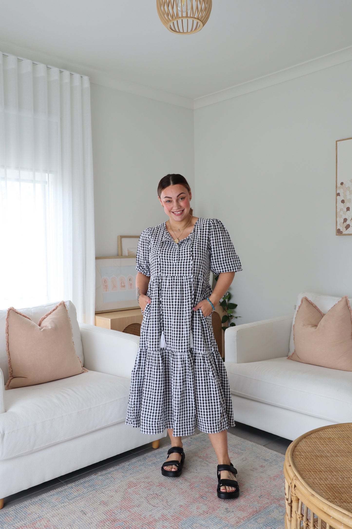 Haven Gingham Dress - Black