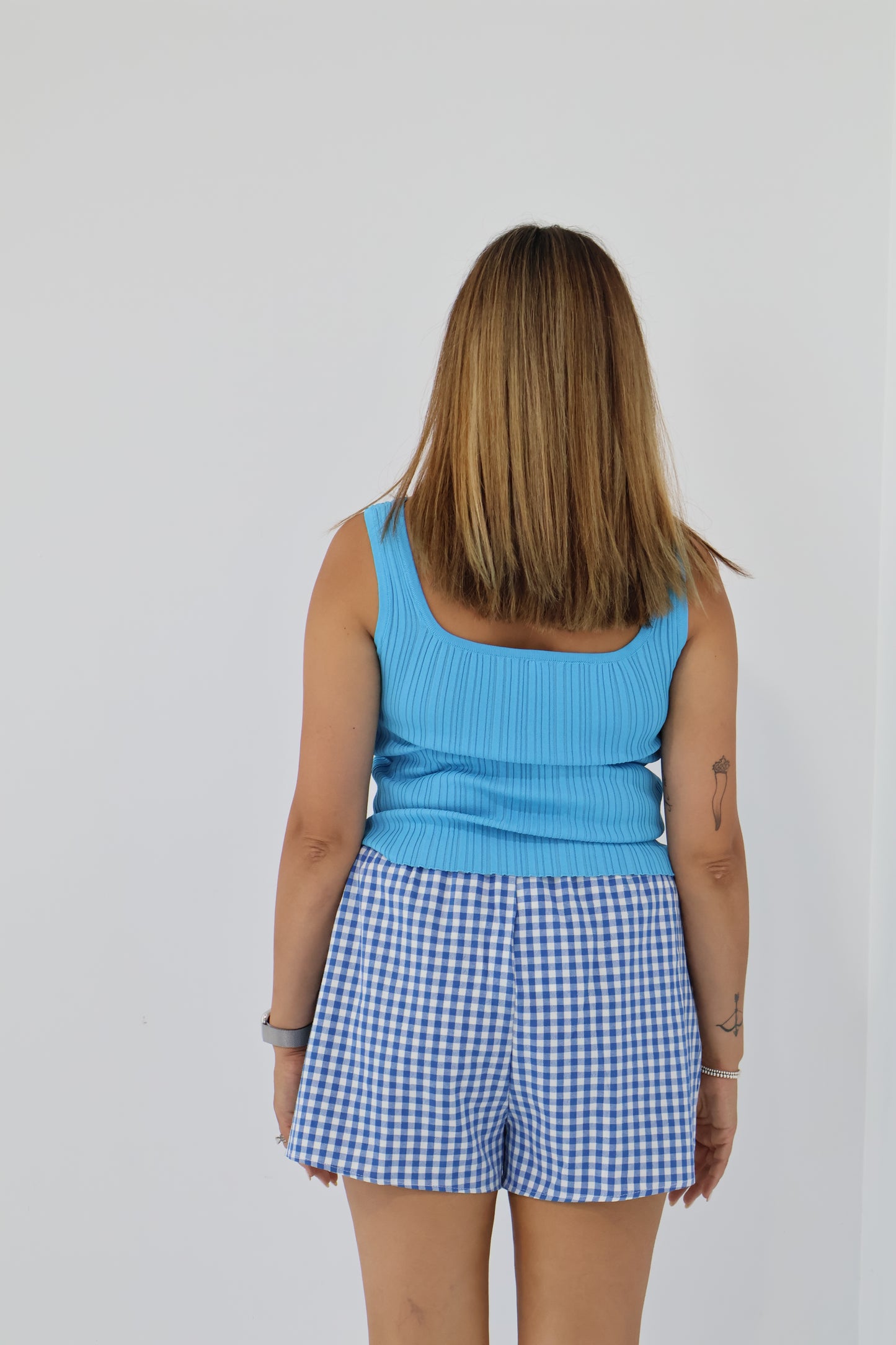 Poppy gingham short - ocean blue