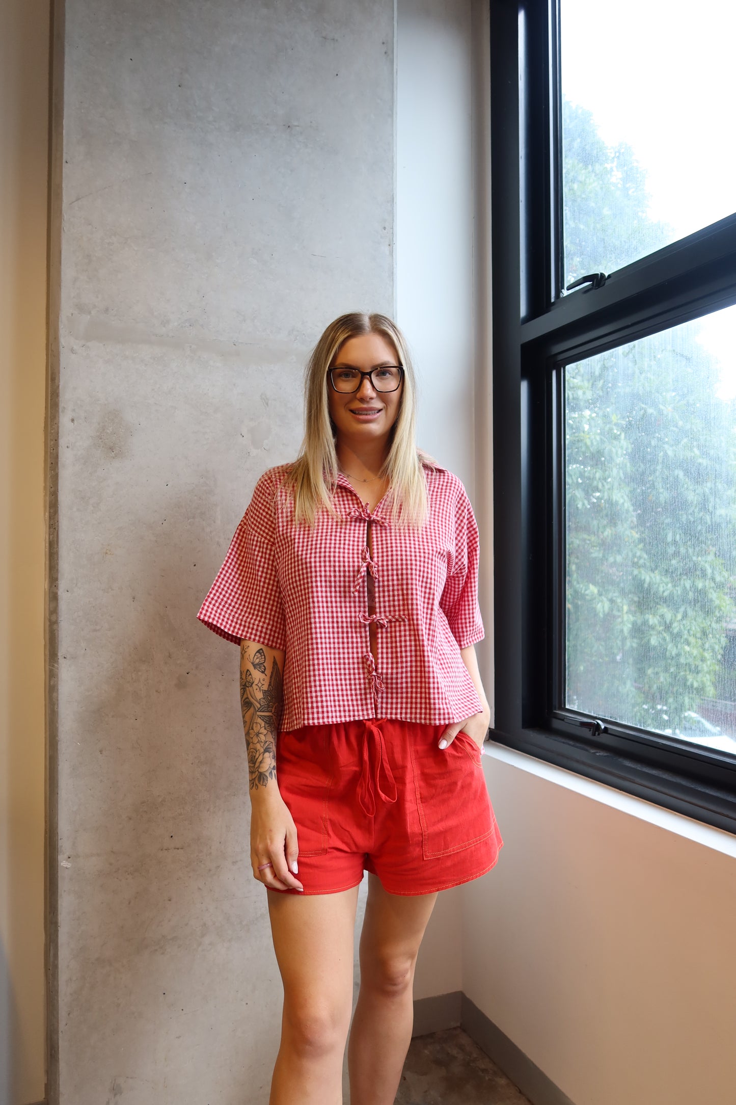 Candy Gingham Tie Tee
