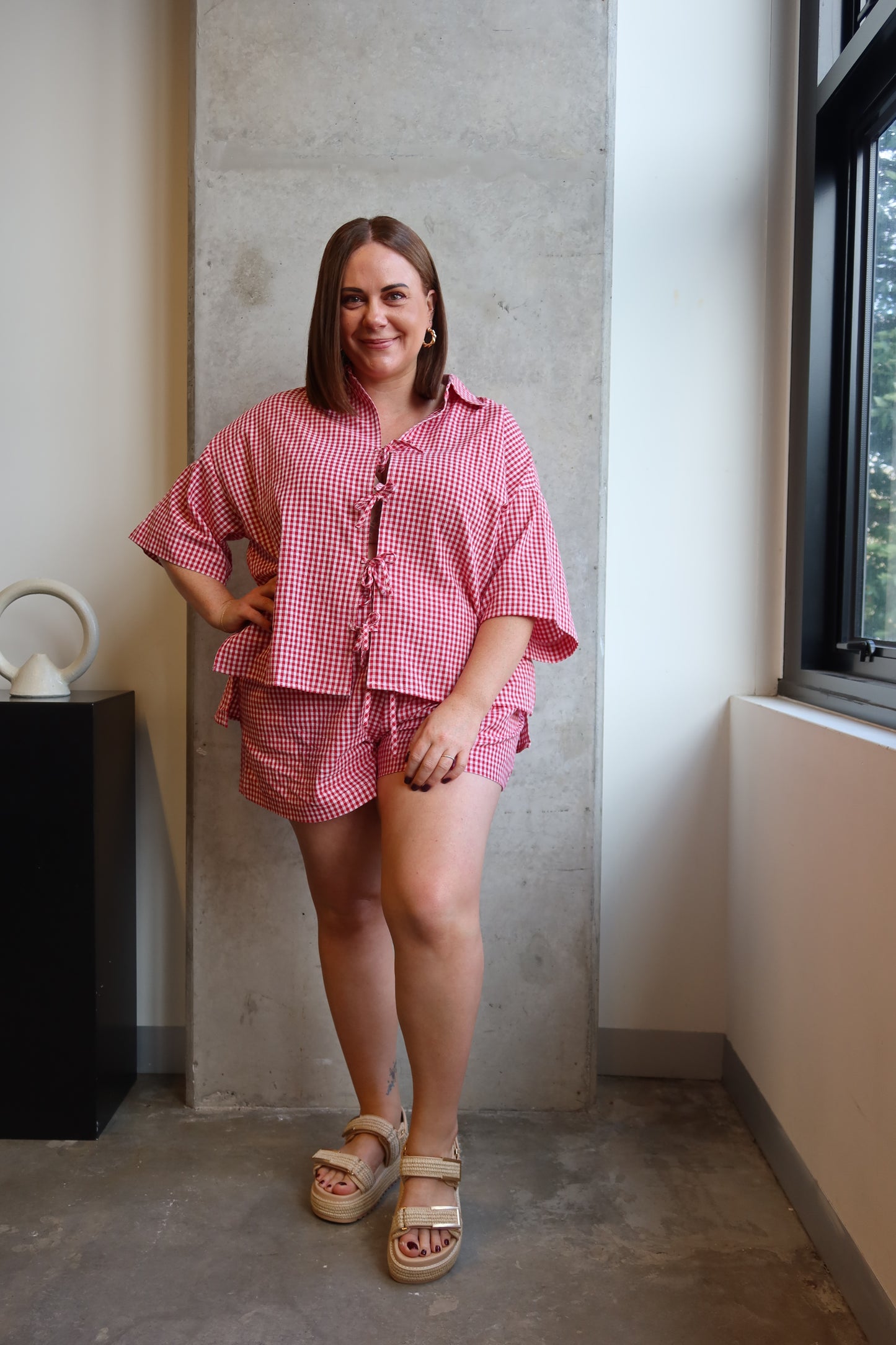 Candy Gingham Tie Tee