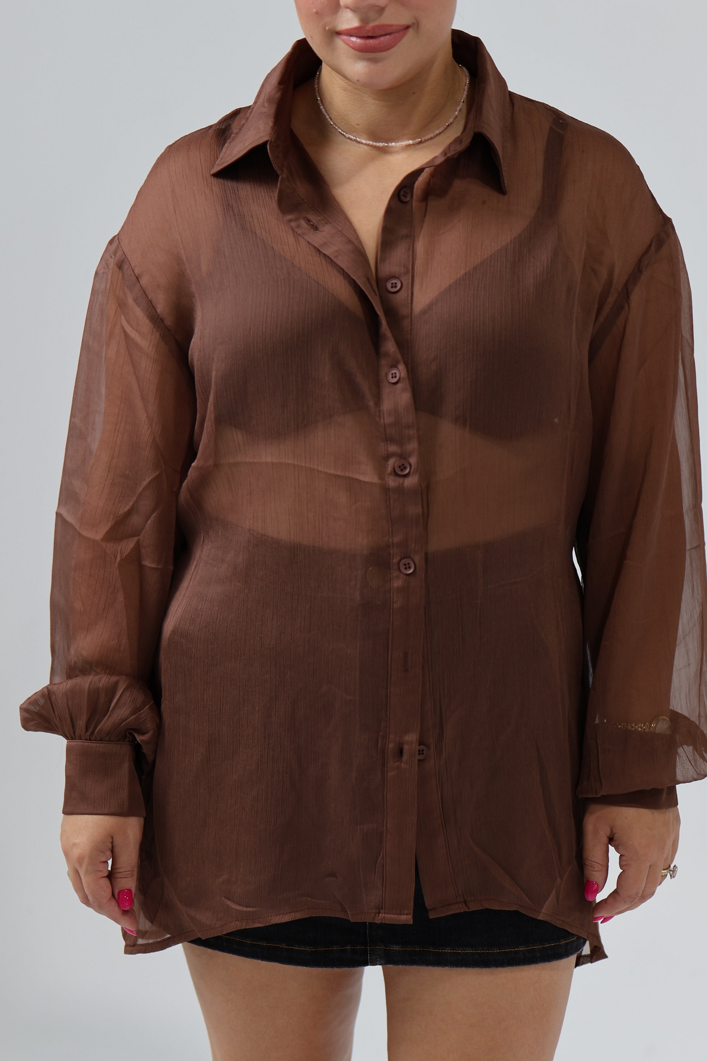 Tommy crinkle sheer shirt - Brown