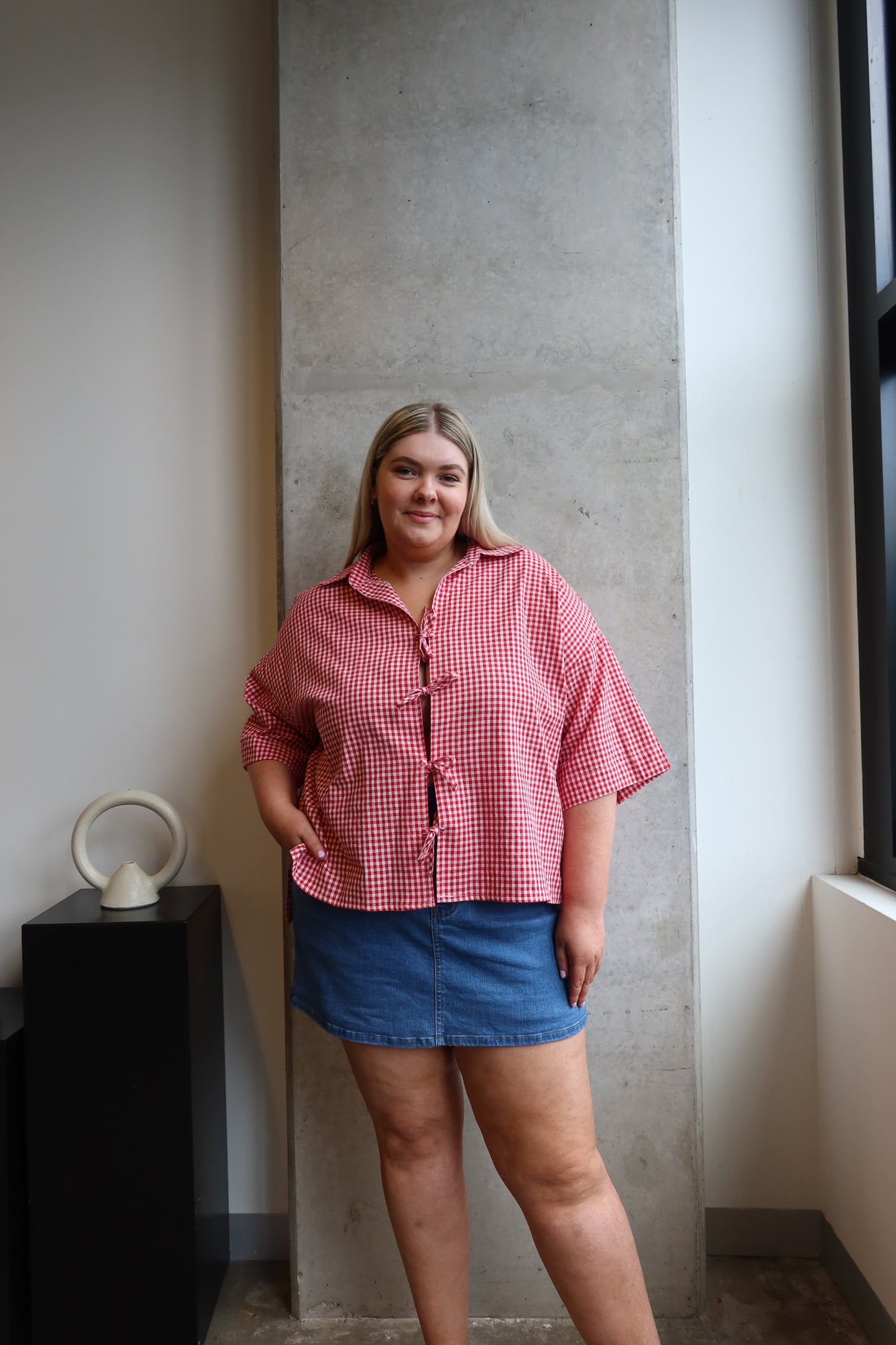 Candy Gingham Tie Tee