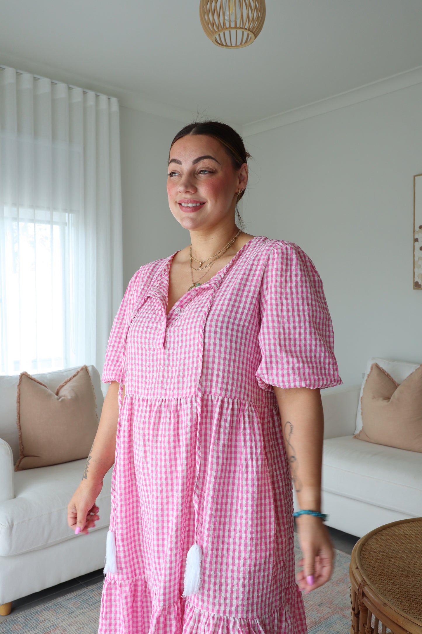 Haven Gingham Dress - Pink