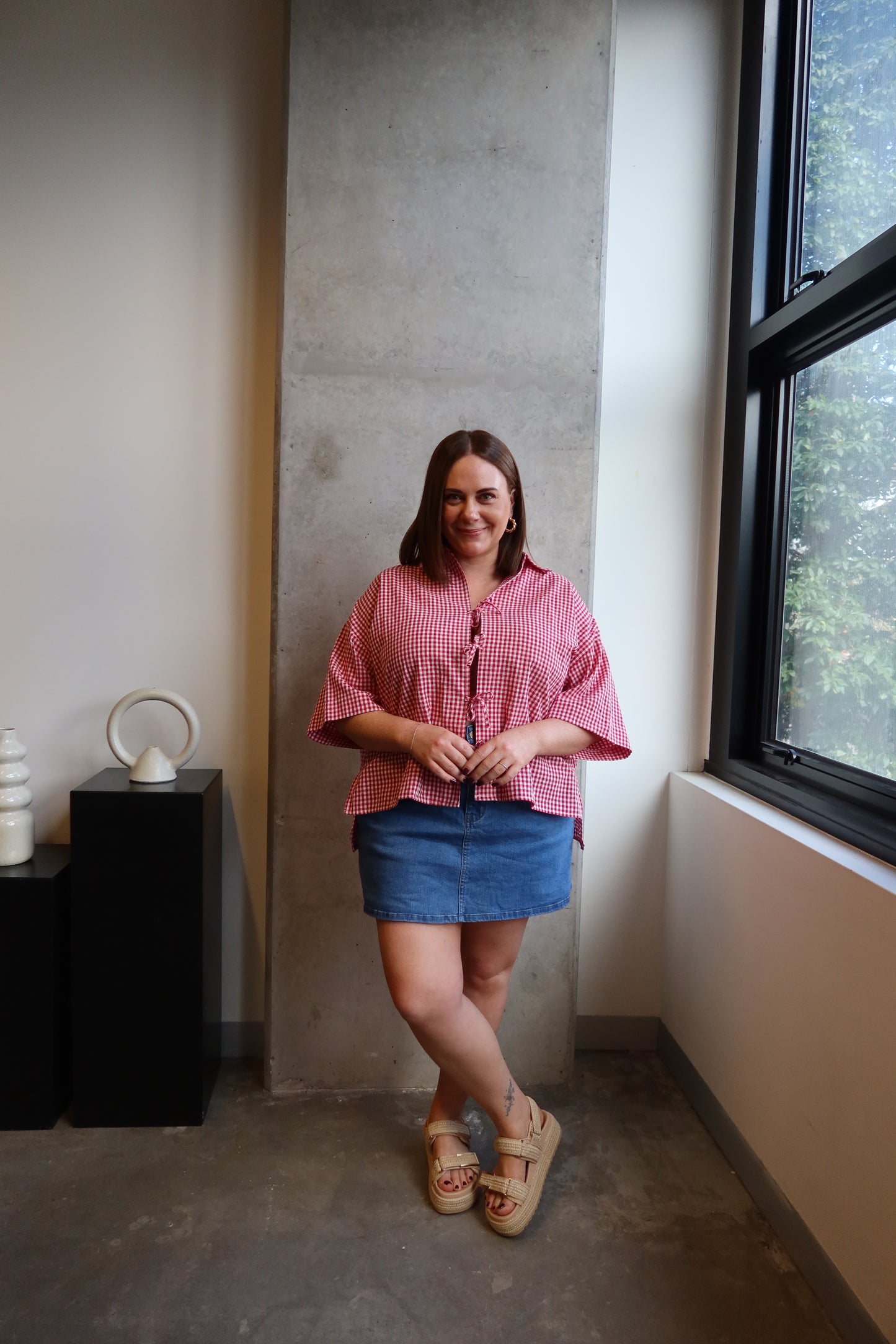 Candy Gingham Tie Tee