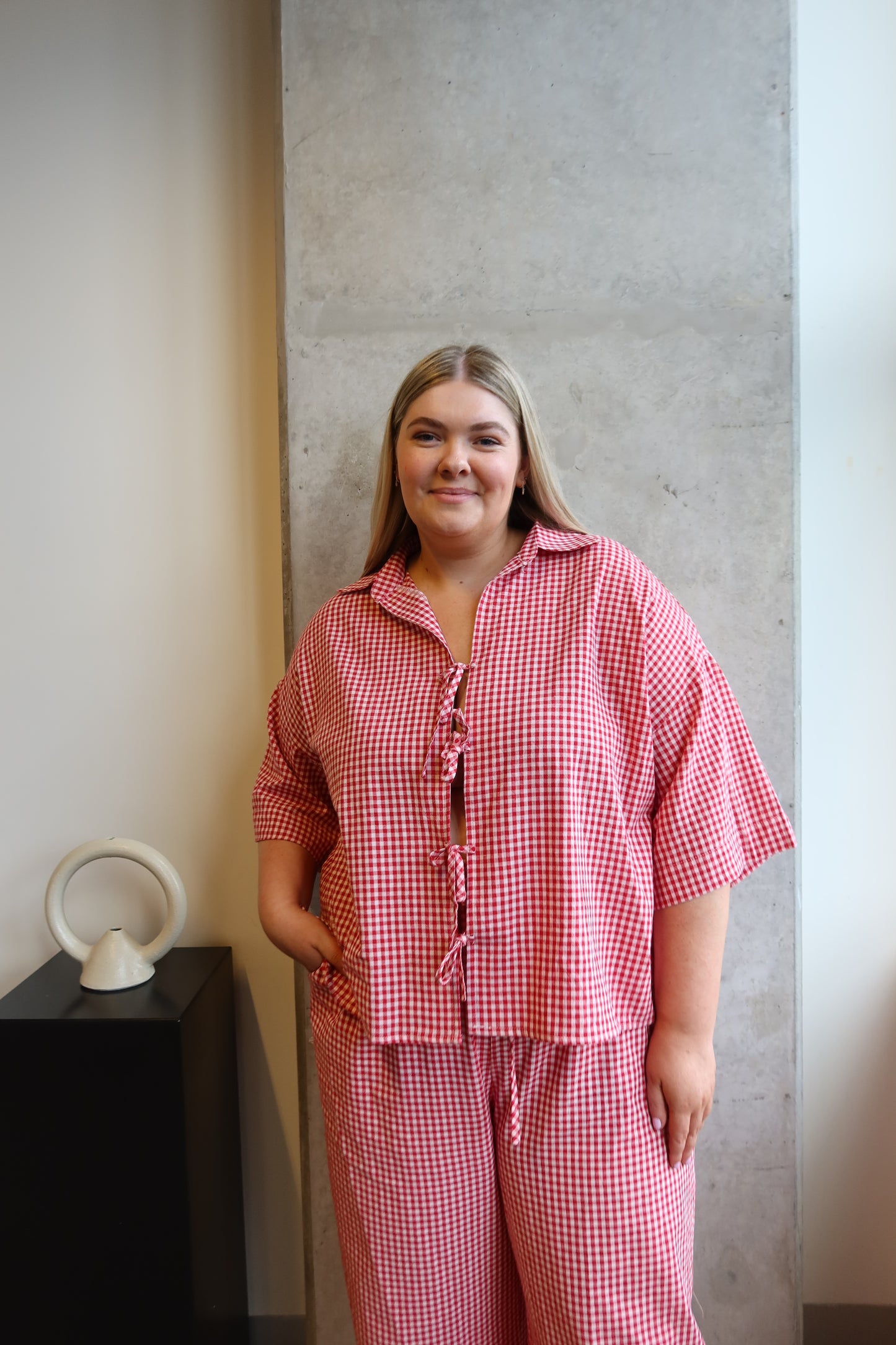 Candy Gingham Tie Tee