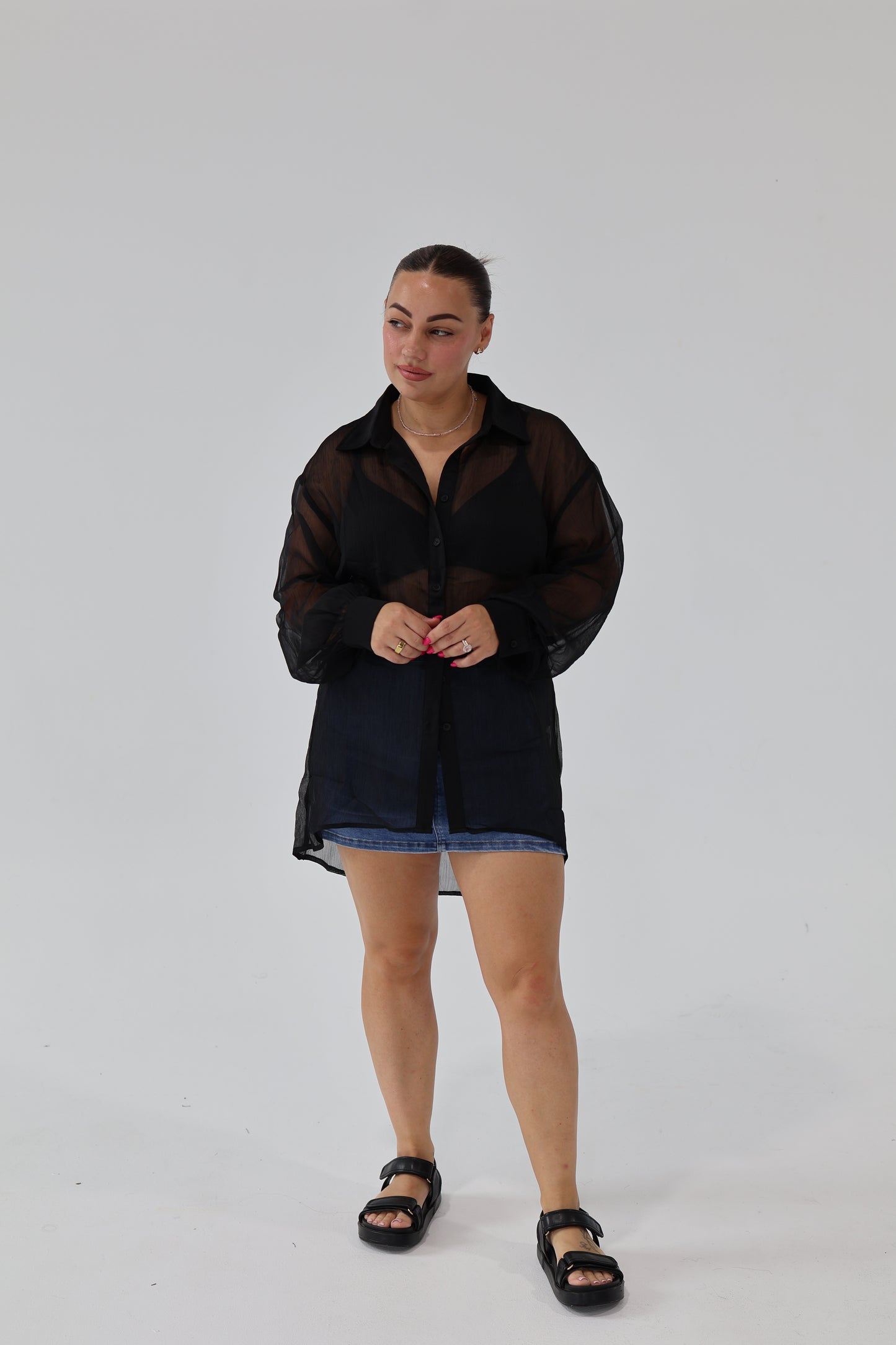 Tommy crinkle sheer shirt - Black