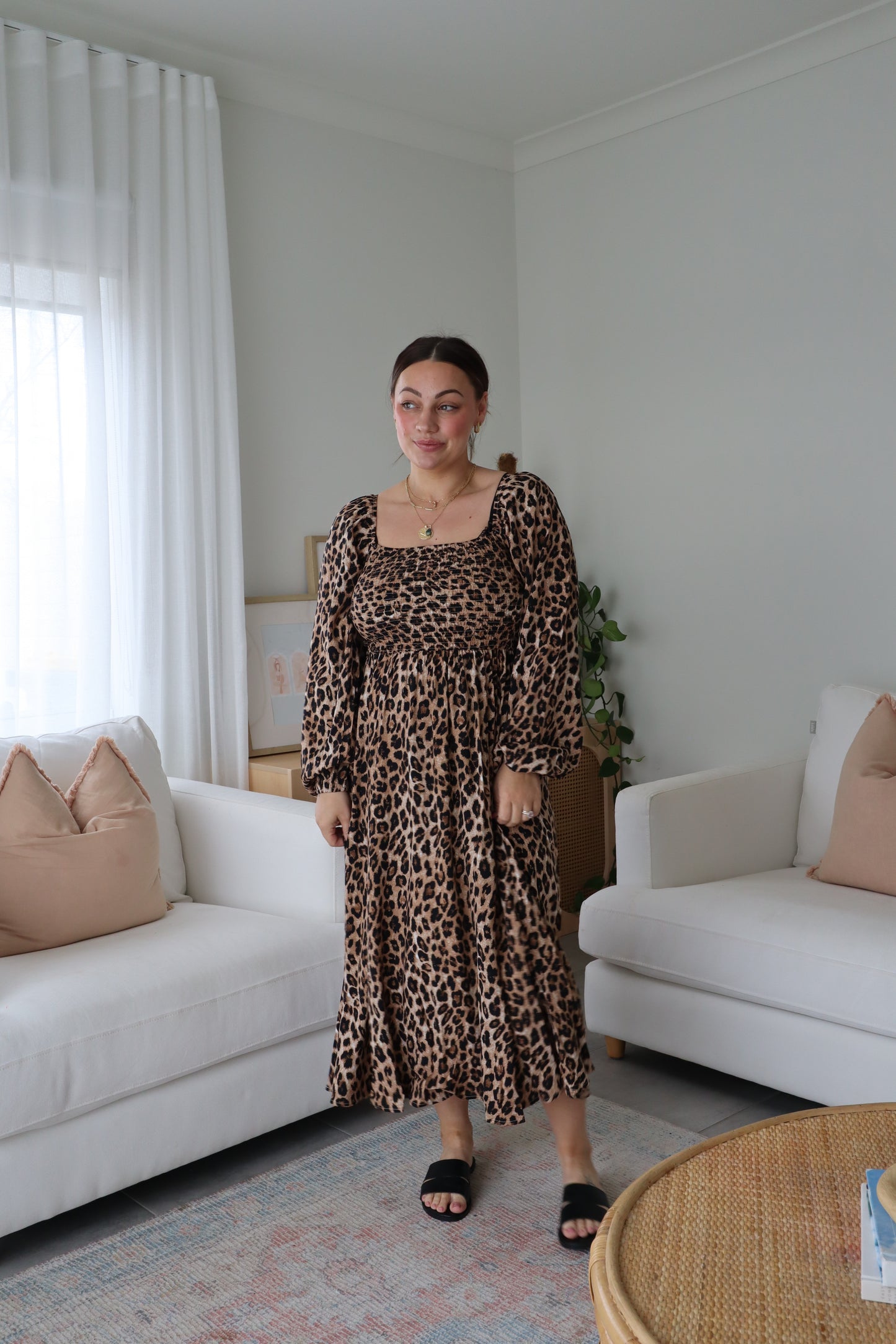 Lily Long Sleeve Dress - Leopard