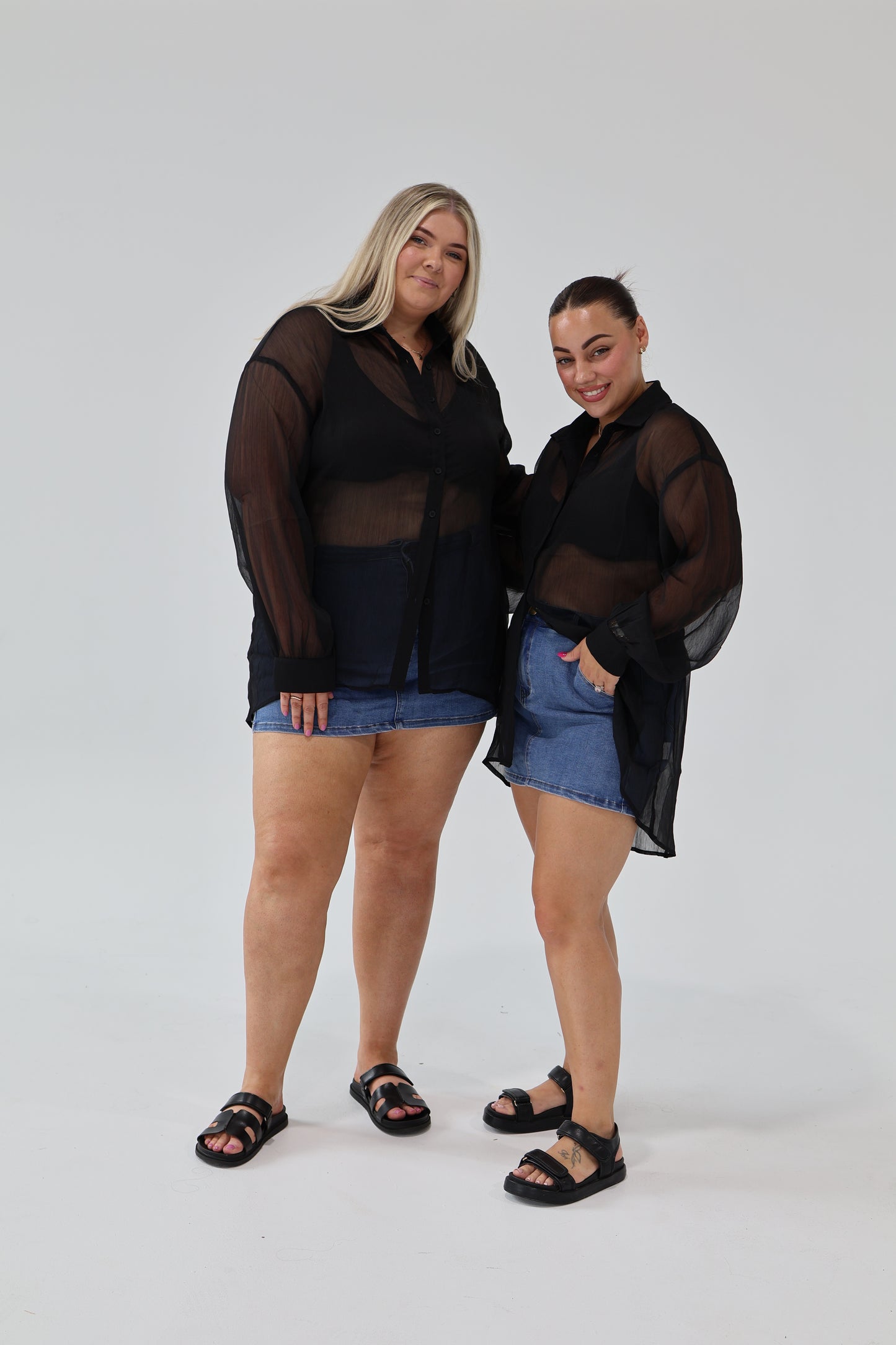 Tommy crinkle sheer shirt - Black