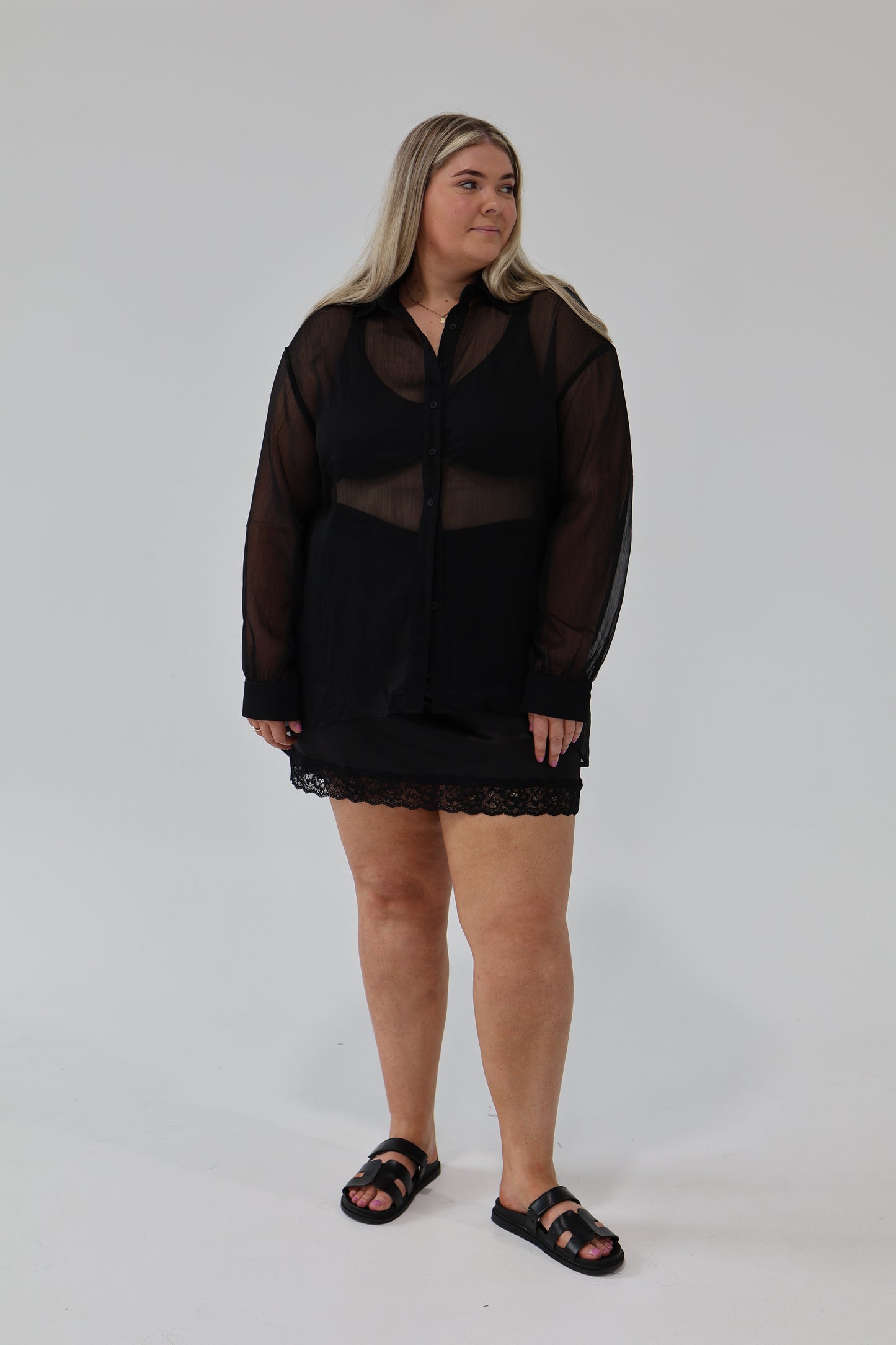 Tommy crinkle sheer shirt - Black