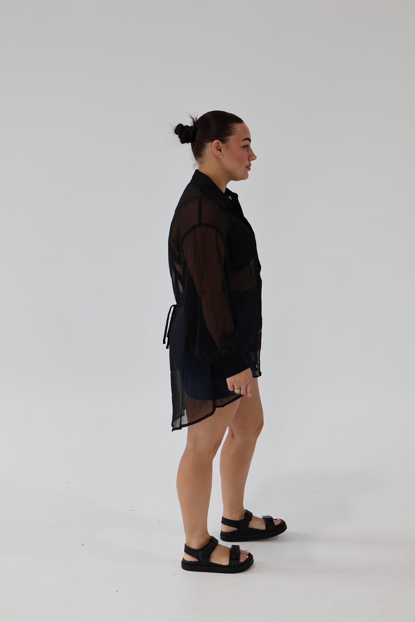 Tommy crinkle sheer shirt - Black