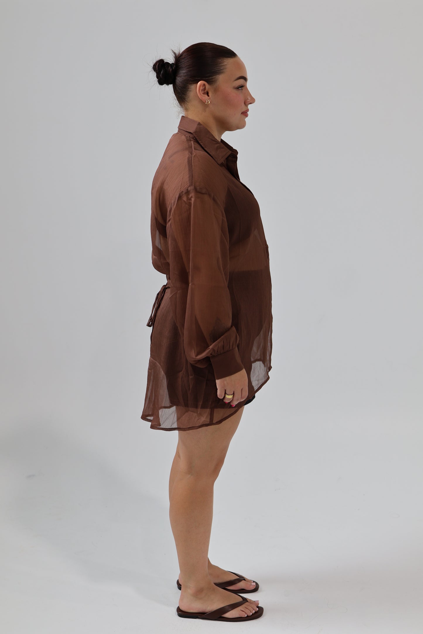 Tommy crinkle sheer shirt - Brown