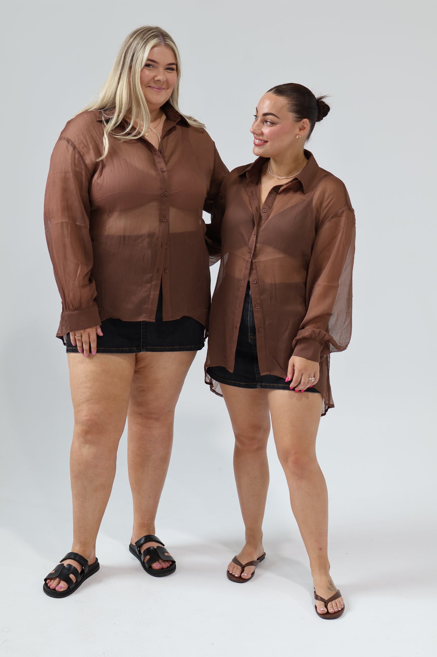 Tommy crinkle sheer shirt - Brown