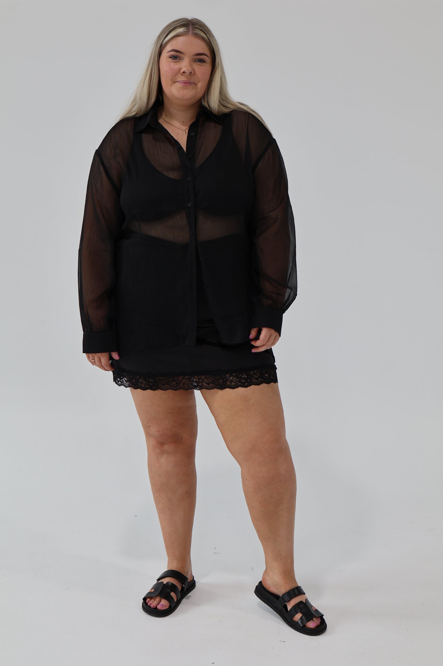 Tommy crinkle sheer shirt - Black