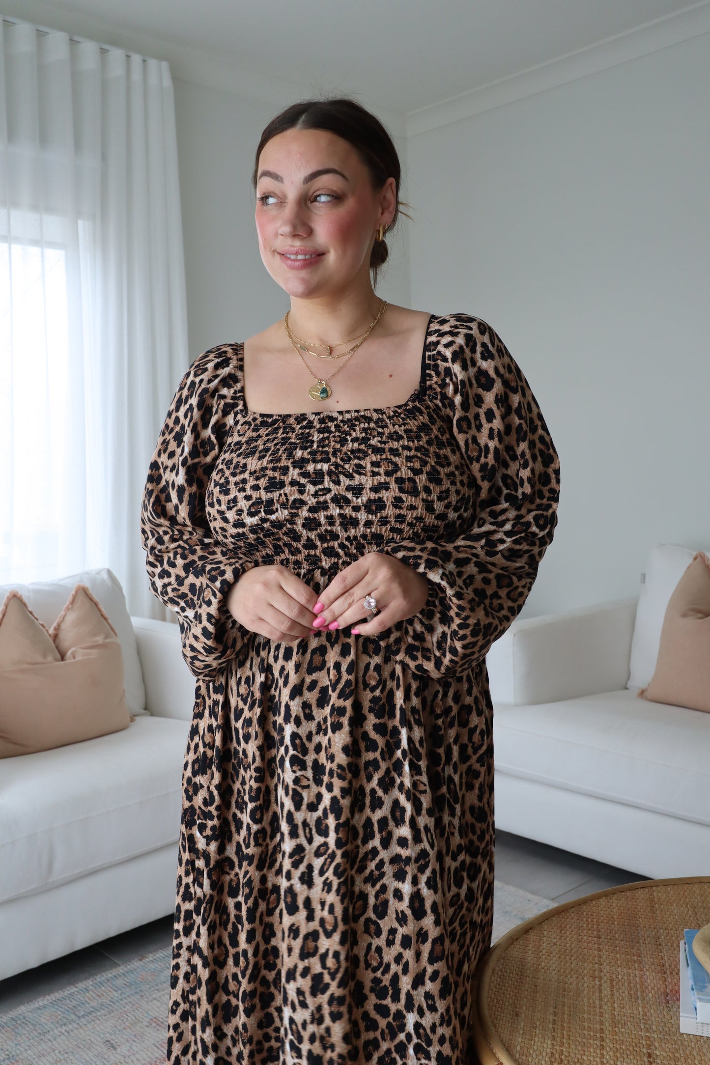 Lily Long Sleeve Dress - Leopard