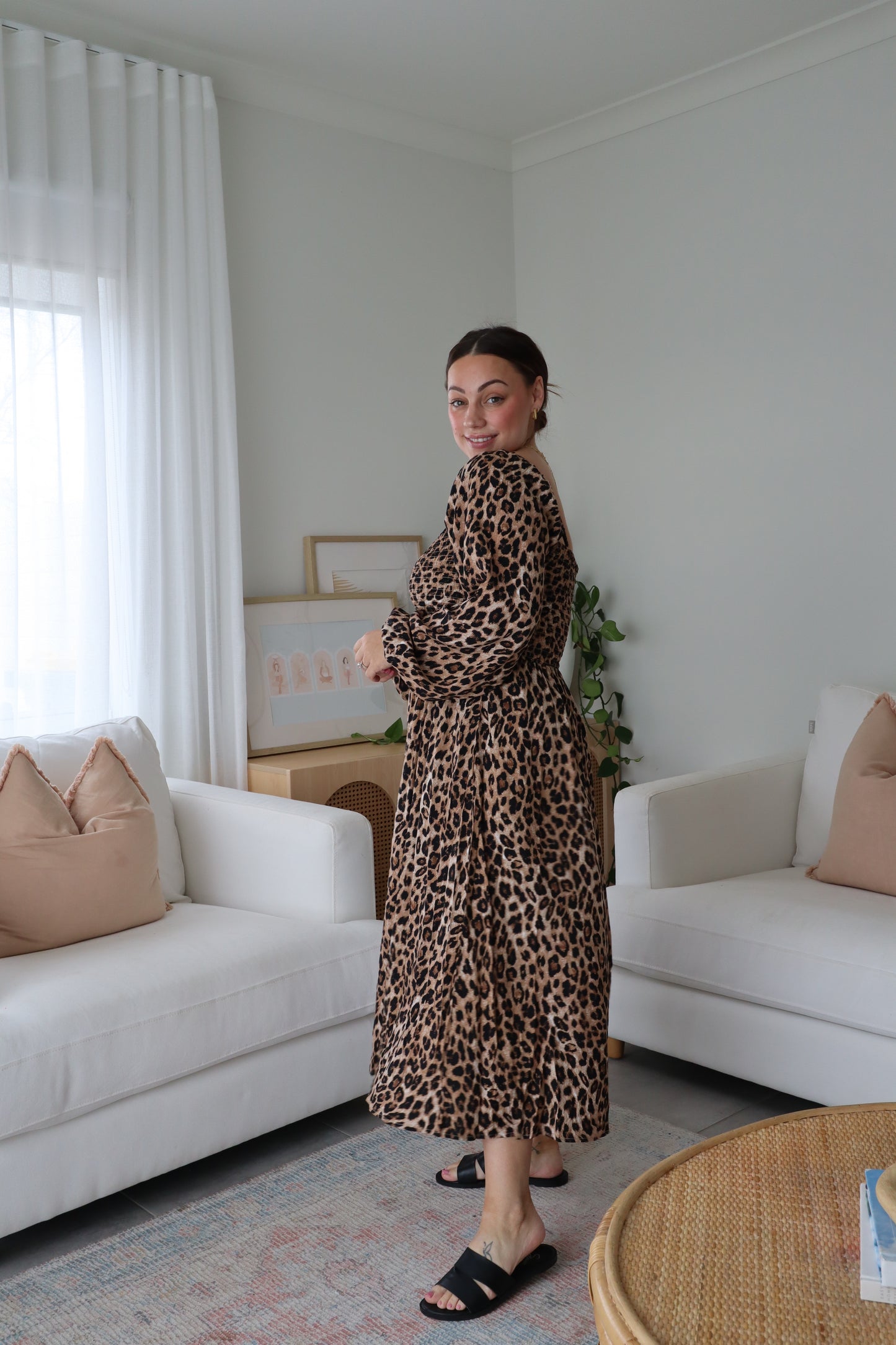 Lily Long Sleeve Dress - Leopard