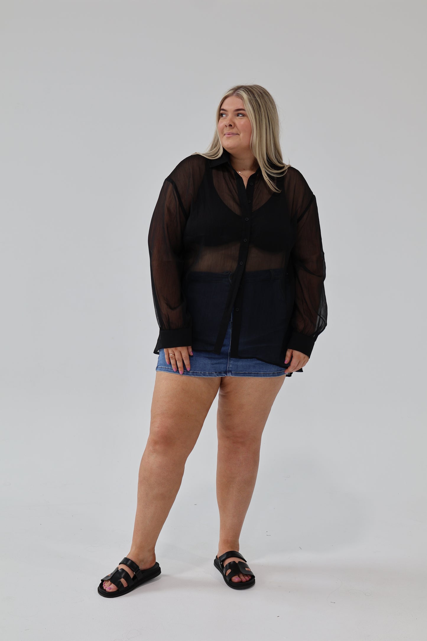 Tommy crinkle sheer shirt - Black