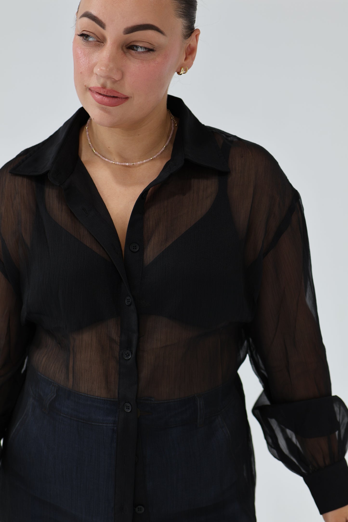 Tommy crinkle sheer shirt - Black