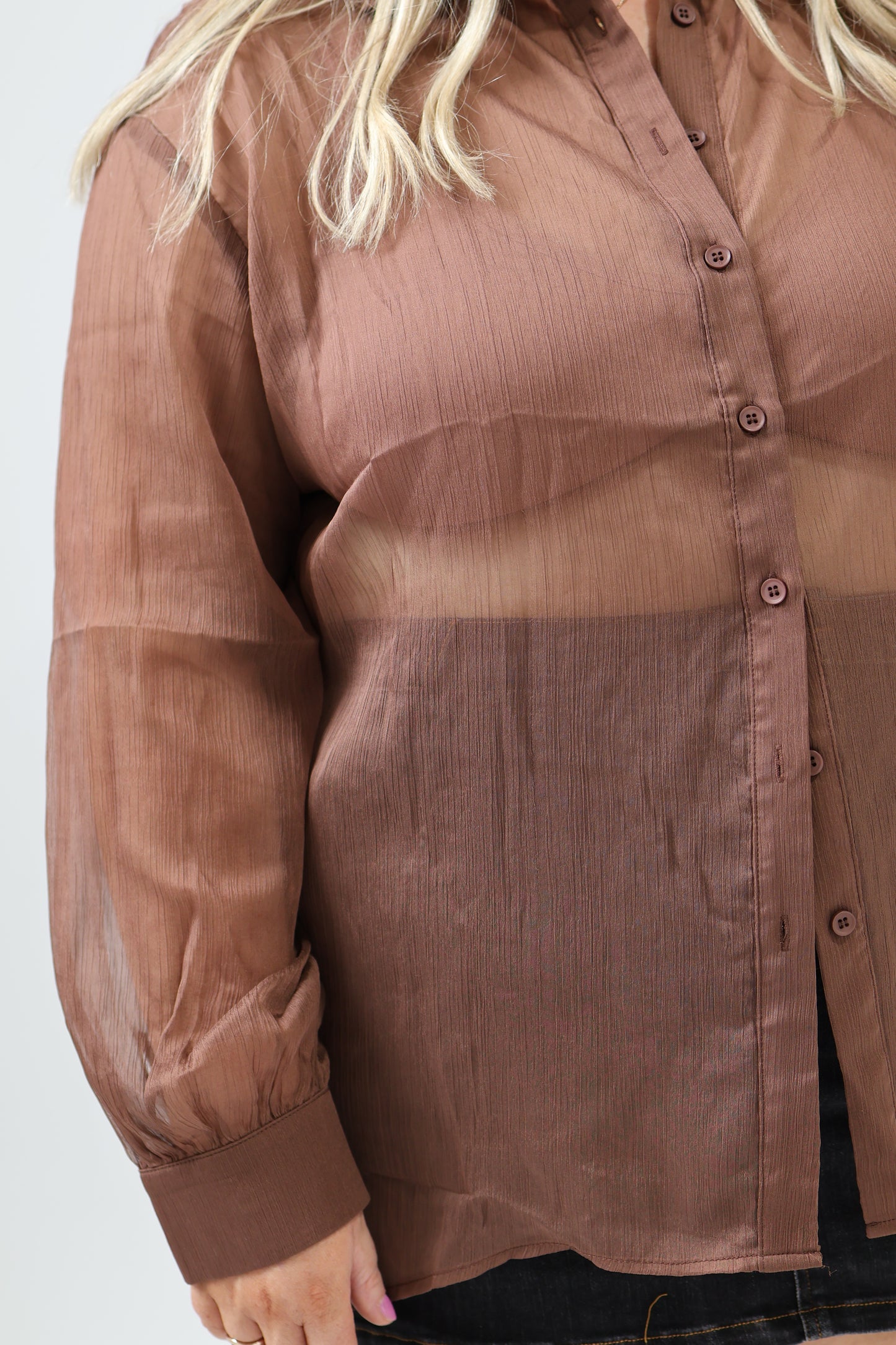 Tommy crinkle sheer shirt - Brown