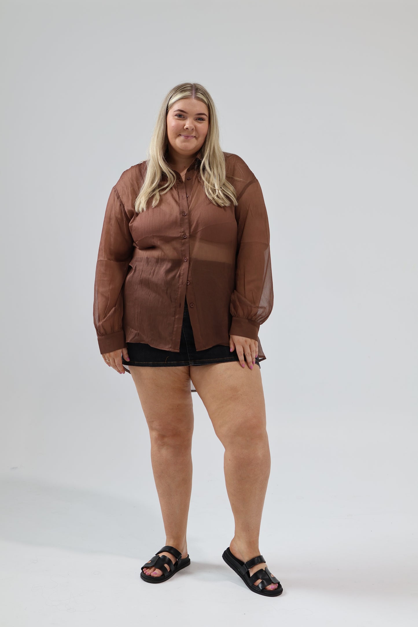 Tommy crinkle sheer shirt - Brown