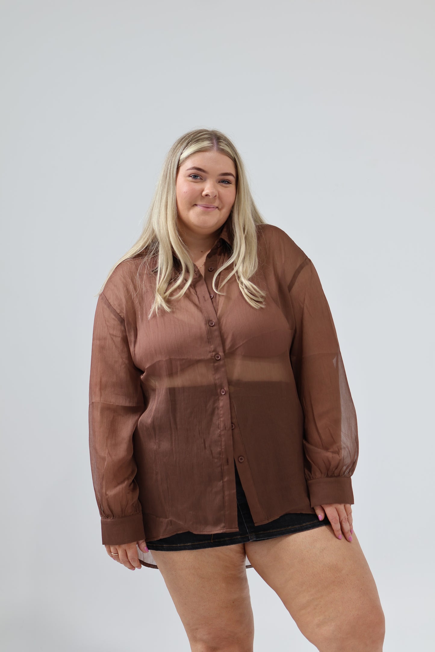 Tommy crinkle sheer shirt - Brown