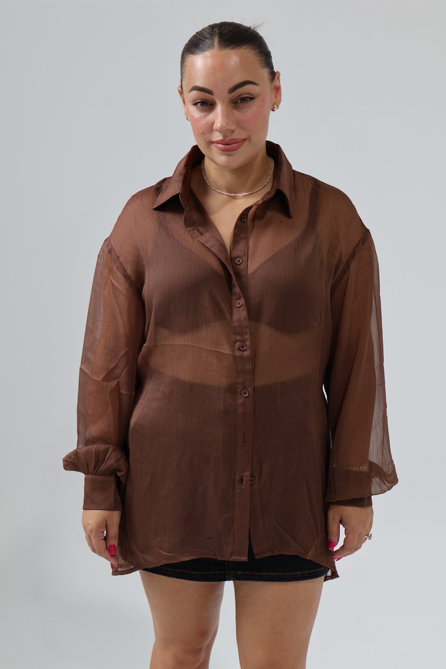 Tommy crinkle sheer shirt - Brown