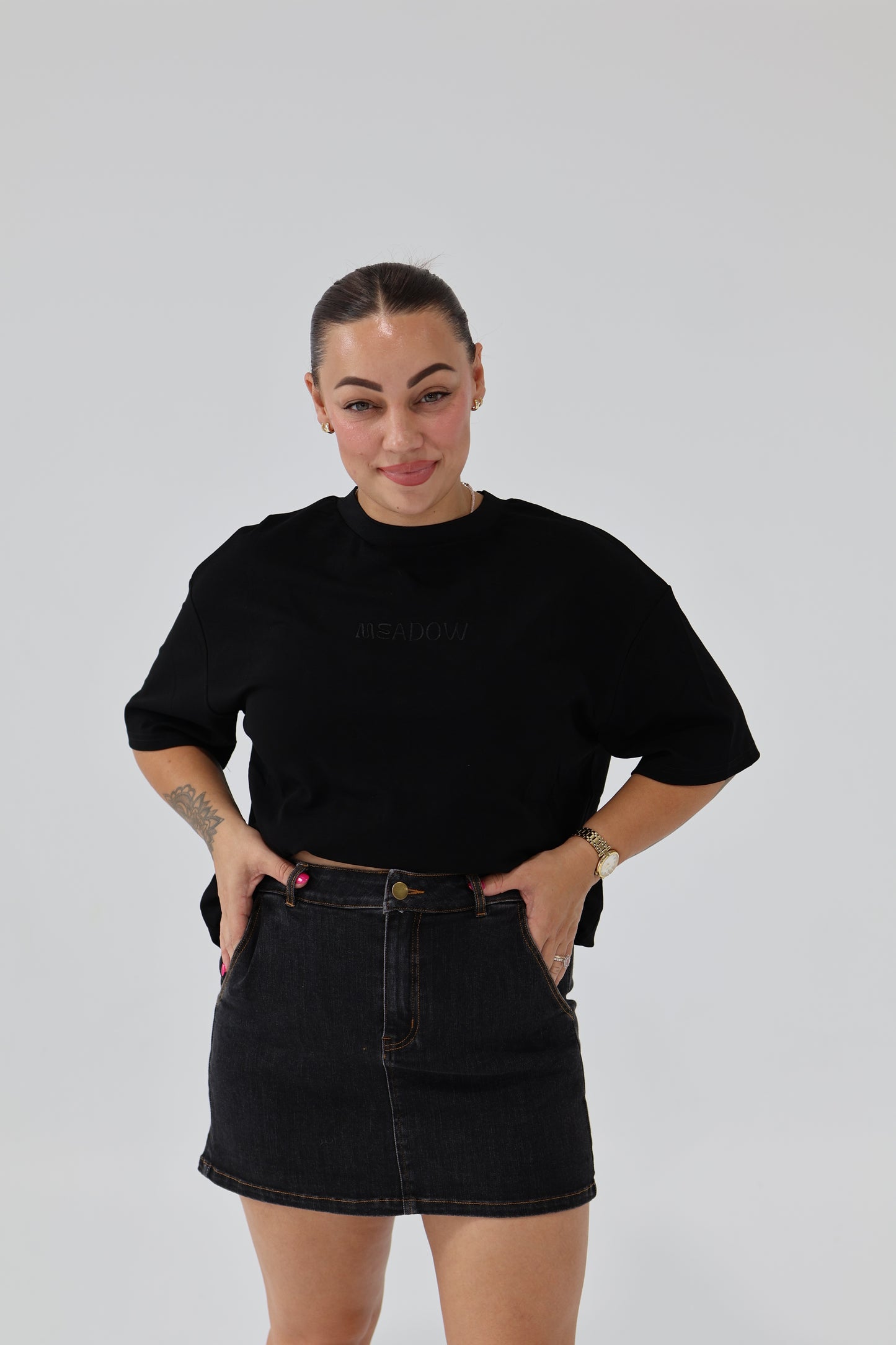 Black Denim Skort