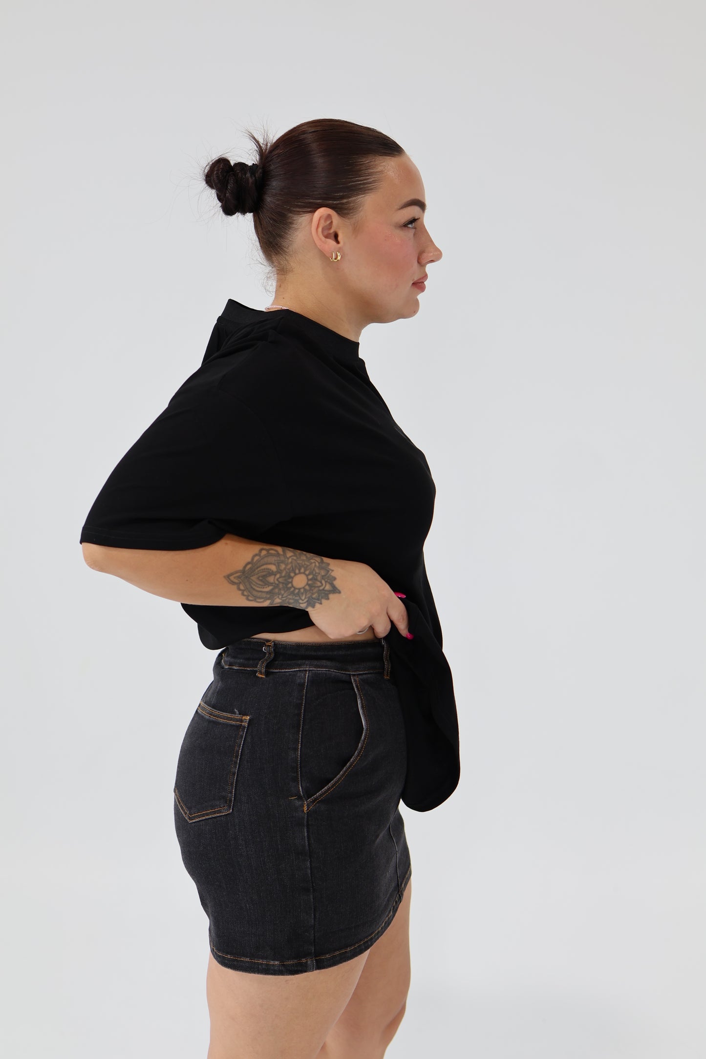 Black Denim Skort